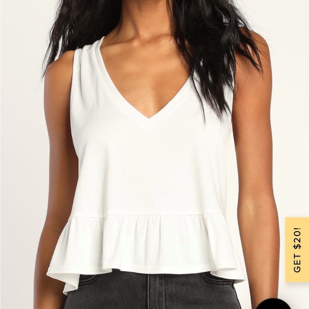 Lulus: Kinsey White V-Neck Ruffle Crop Top